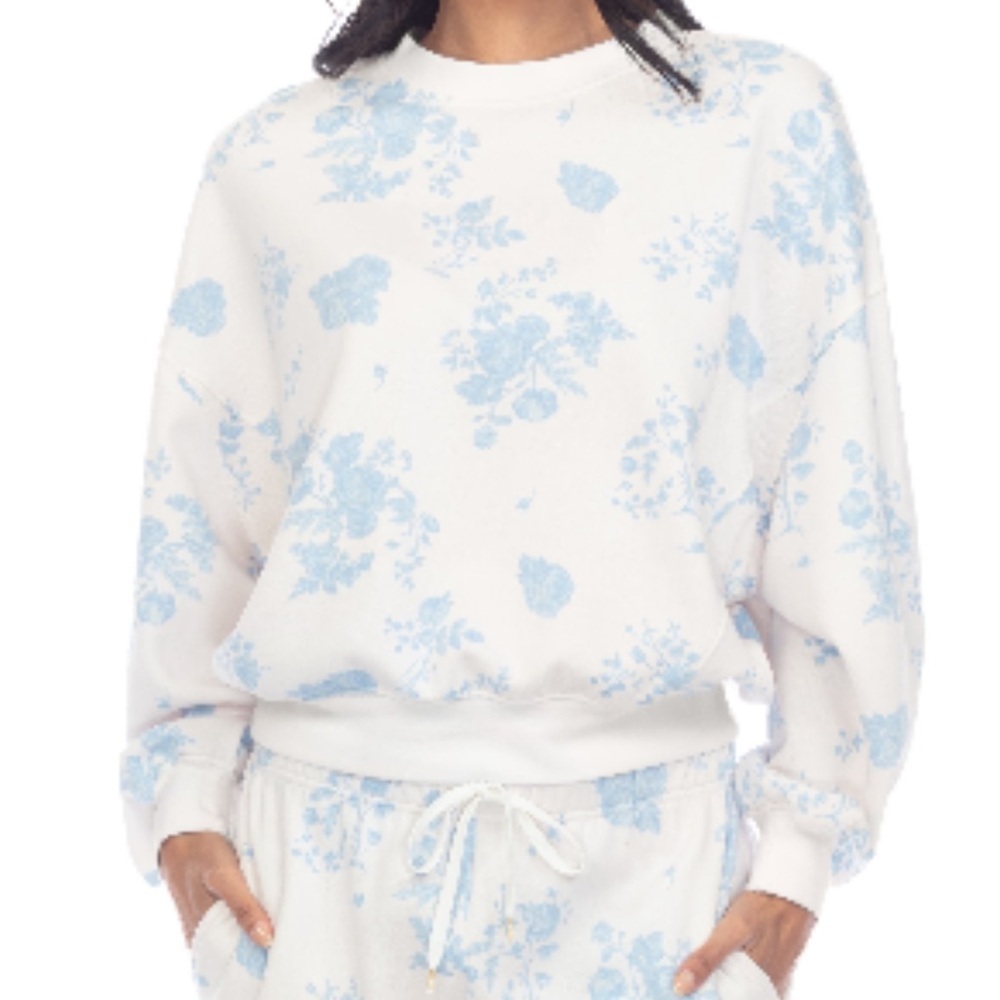 Honeydew No Plans Super Soft Graphic Sweatshirt Blue Cream Honeymoon Floral NWT - Picture 6 of 7